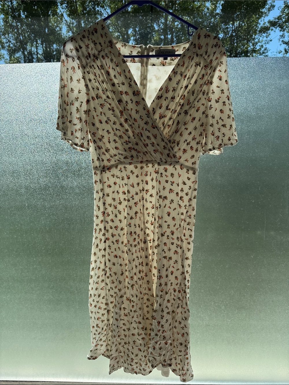 Cream Floral Wrap Midi Dress - Women's Elegant Summer Dress